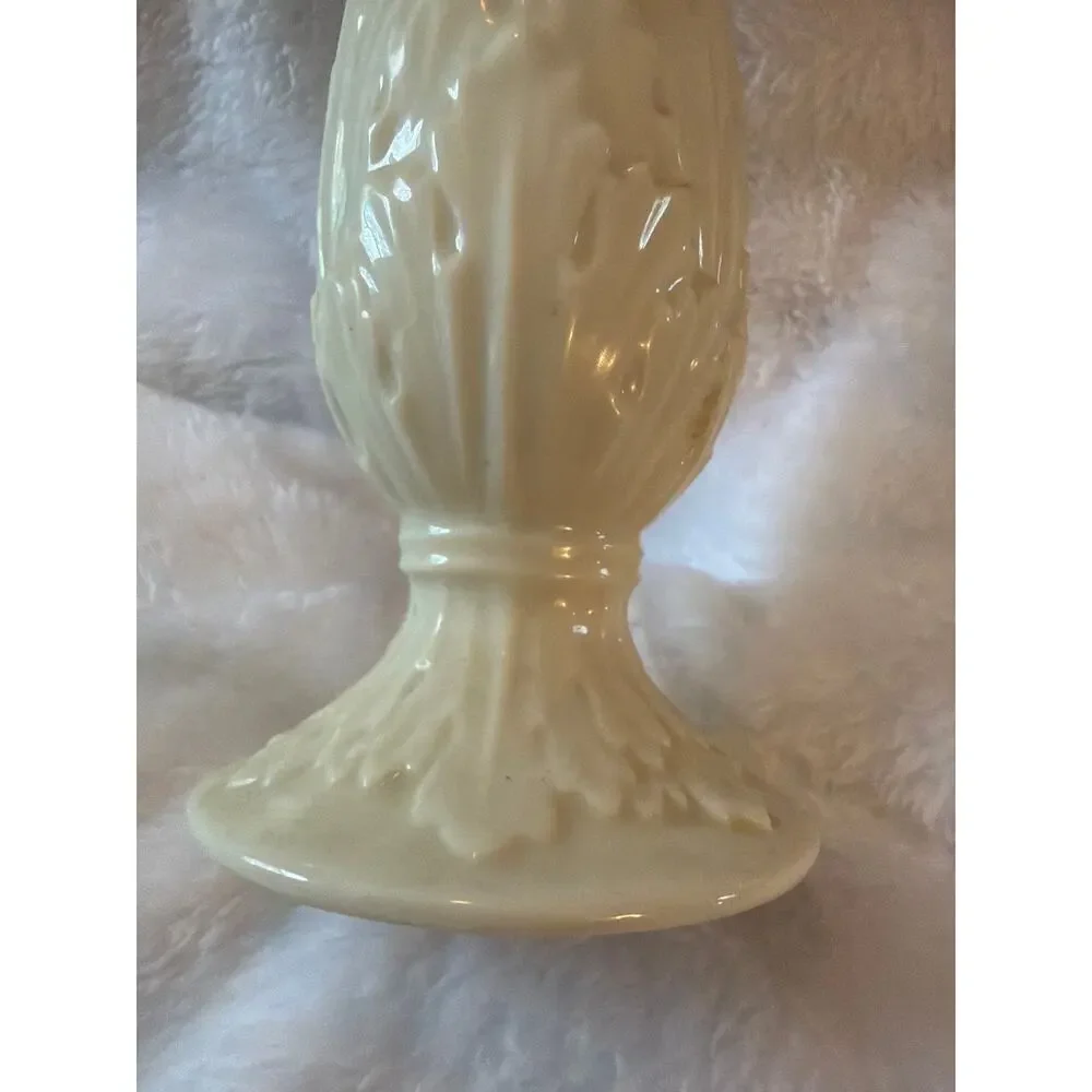 Vintage Lenox Cream Bud Vase USA Porcelain Embossed Floral Trumpet 10.75